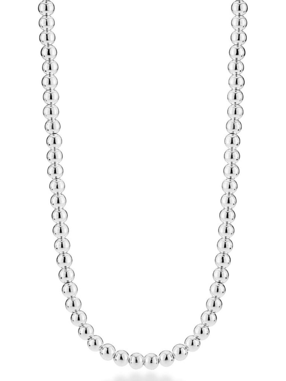 925 Sterling Silver Beaded Chain Necklace for Women - Elegant Italian Design